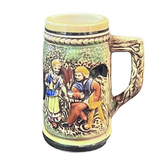 Unknown Other - Vintage Glazed Ceramic German Beer Stein Mug Cup Small 3.75" Tall